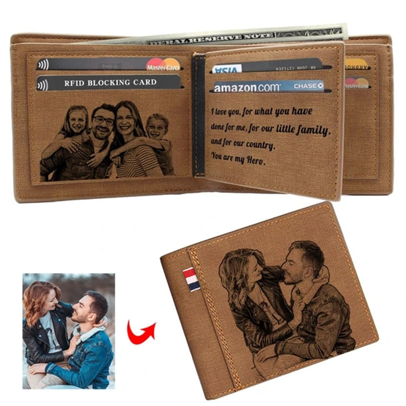 PhotoCrafted Memories: Premium Photo Engraved Wallet