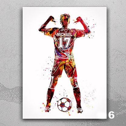 SoccerStar - Customized Soccer Star Watercolor Canvas Print